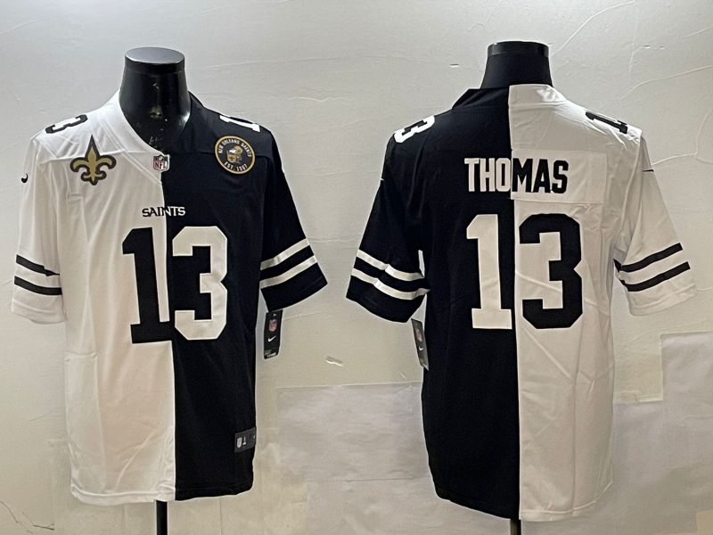 Men New Orleans Saints #13 Thomas White Black Fashion 2025 Nike Limited NFL Jersey style 1